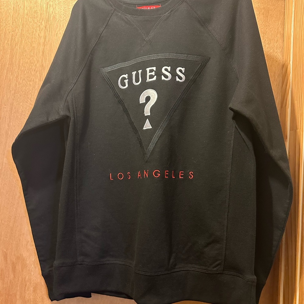 Guess Black Crewneck Sweat Top with Signature Logo